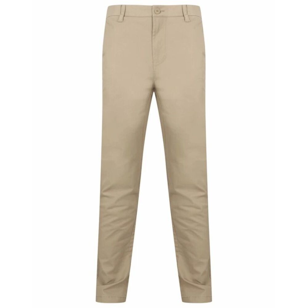 Henbury Mens Stretch Flex Waistband Chinos / Stone